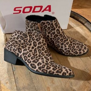 SODA leopard booties